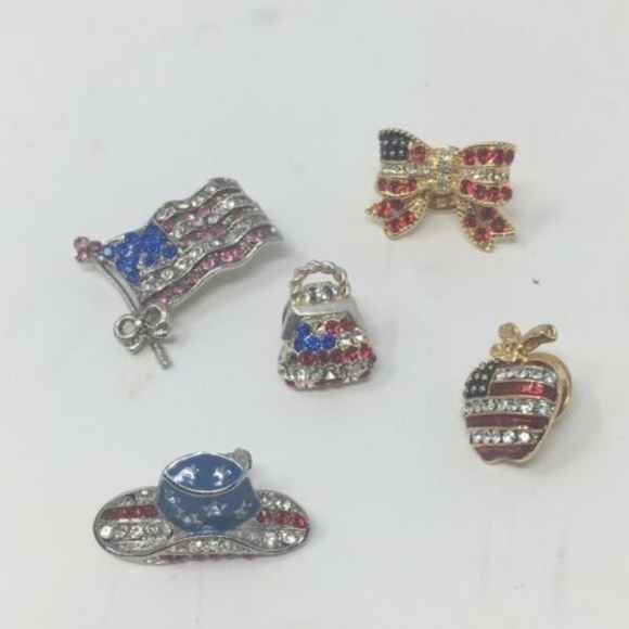 5 American Flag Red White Blue Rhinestone Patriot - Picture 8 of 8